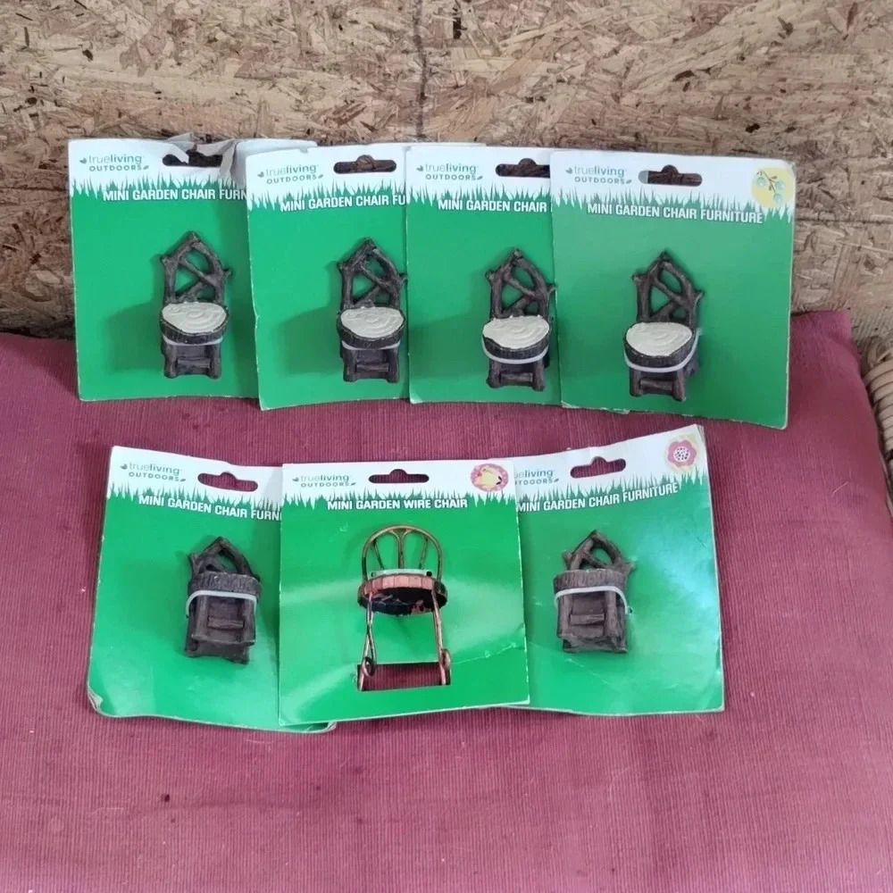 Mini garden chair wooden faux furniture set of 7. Trueliving Outdoors